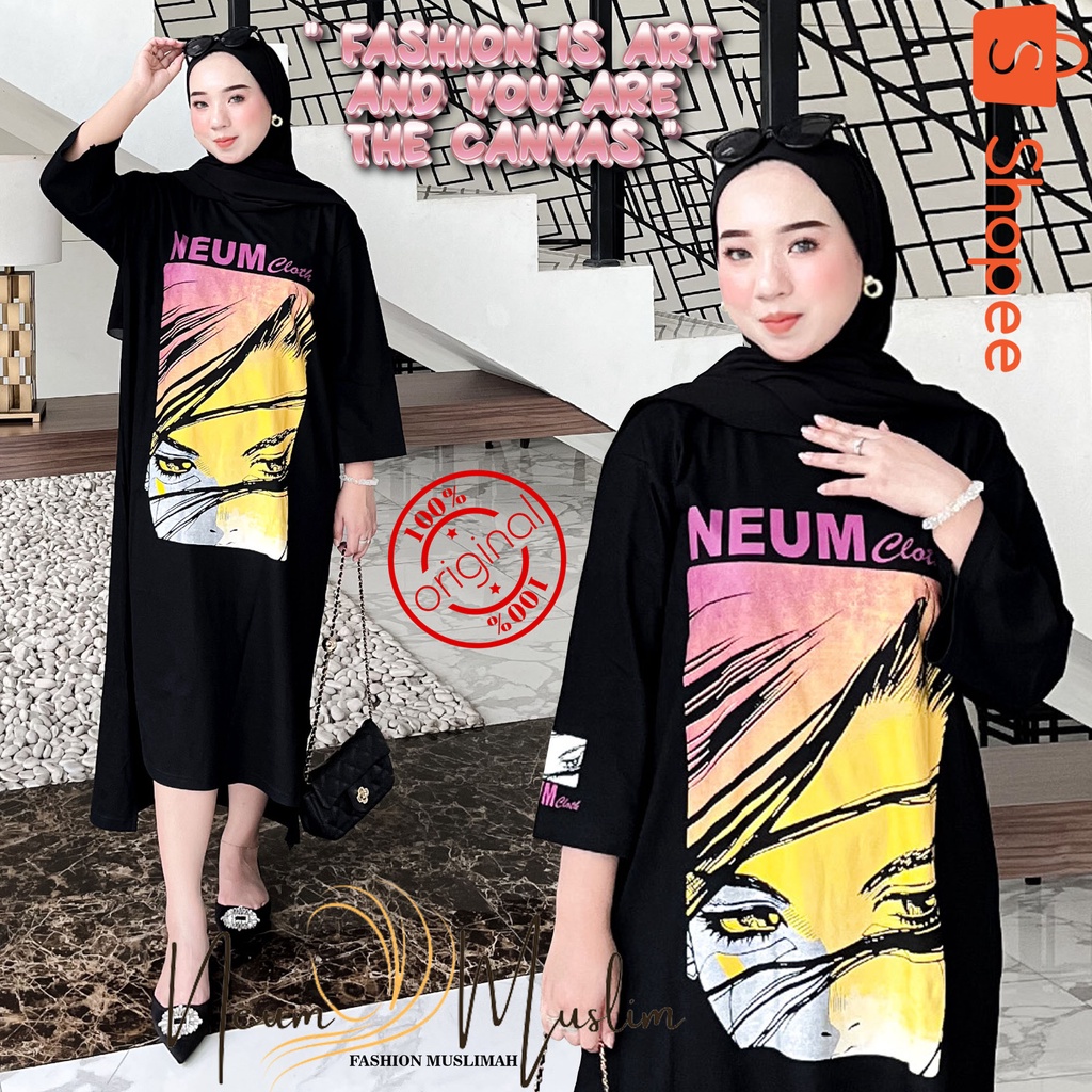100% ORIGINAL/LONG TUNIK KAOS NEUM ORIGINAL/TUNIK NEUM/TUNIK WANITA/TUNIK KAOS/PAKAIN WANITA