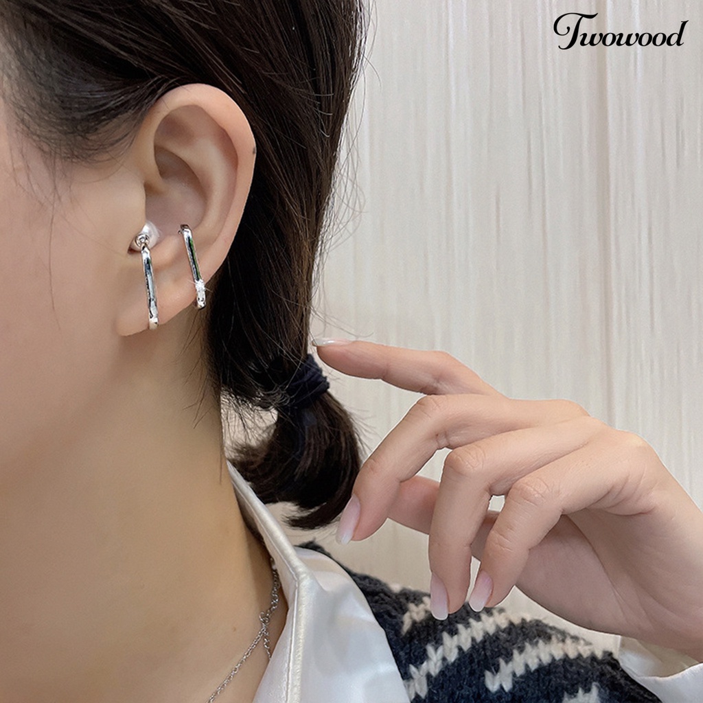 1 Pc Anting Klip Bahan Tembaga Stainless Steel Tahan Karat