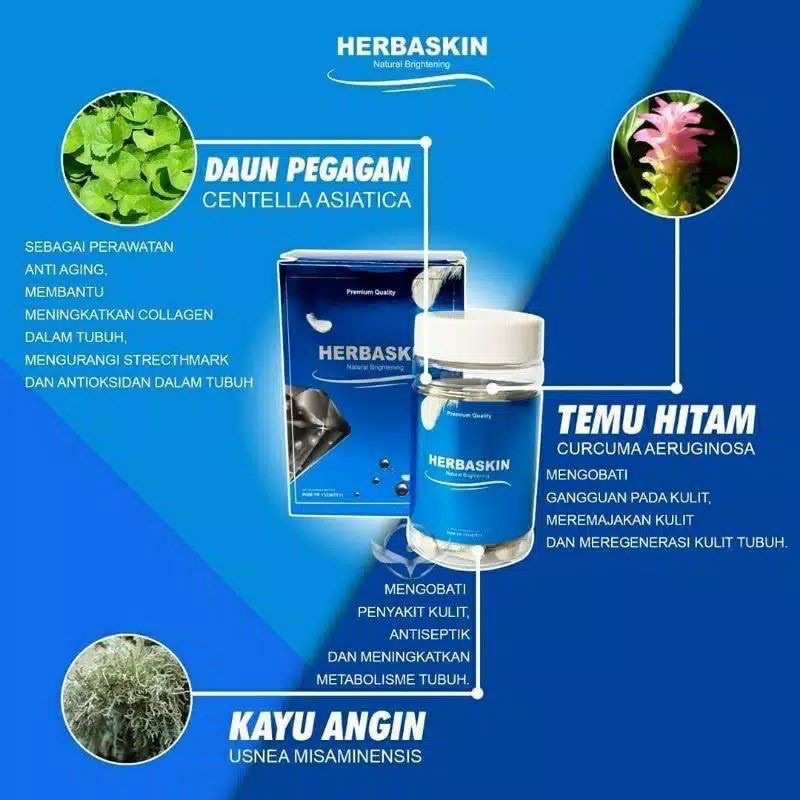 100% ASLI HERBASKIN natural brightening pemutih wajah kulit sehat alami