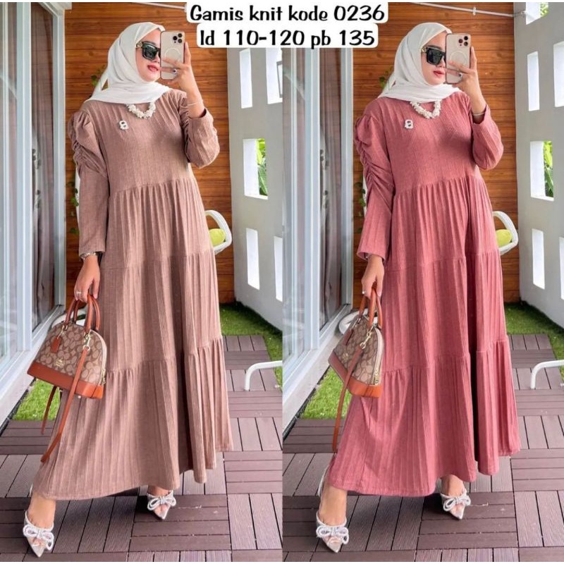 Gamis Knit 0236 Terlaris / Baju Kondangan / Gamis Kaos Knit 0662 / Gamis Kondangan / Fashion Wanita 
