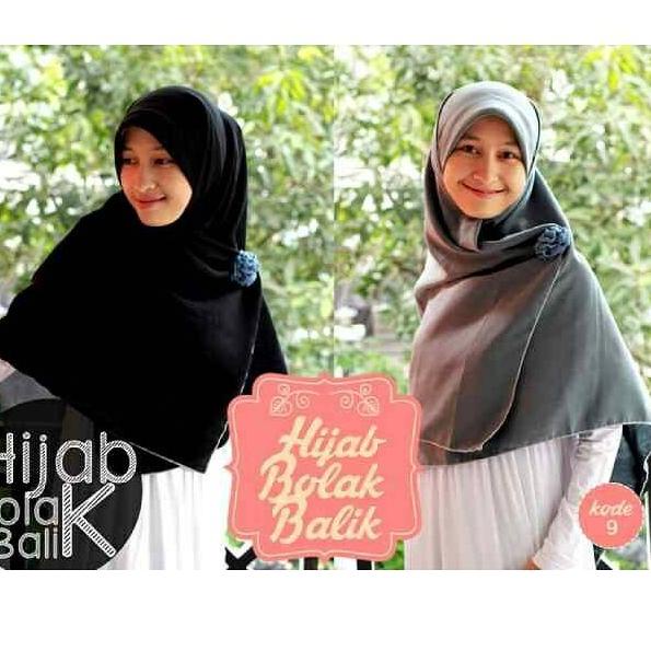 Jilbab syari segi empat Bolak Balik Hitam-Abu