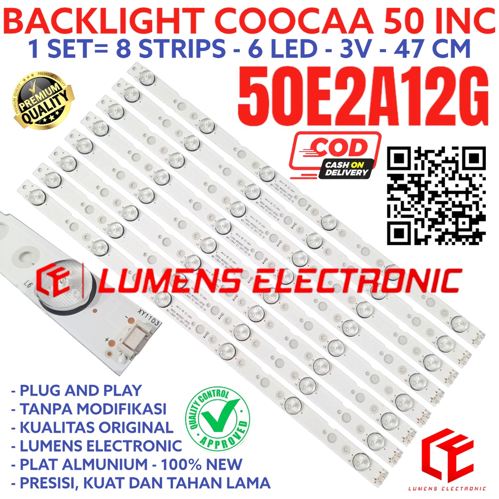 BACKLIGHT TV LED COOCAA 50 INC 50E2A12G 50E2A12 G LAMPU BL 6K KOKA COCA COKA KOCA 6LED 6KANCING 6 KA