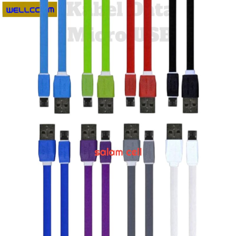 Kabel data Micro USB WELLCOMM Original Garansi Resmi