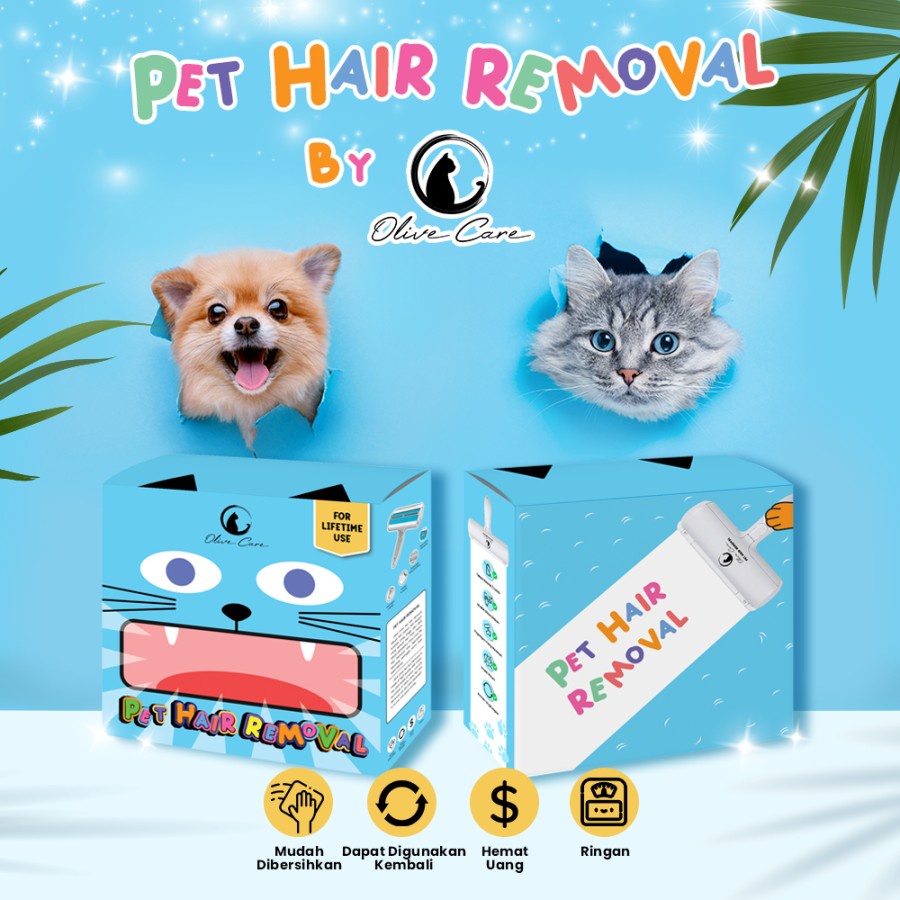 OLIVE CARE Pembersih Bulu Kucing/Anjing PET HAIR REMOVAL yaitu Lint Roller Portable Jangka Panjang (Lifetime Use) untuk Pembersih Baju/Pakaian, Sofa, Tempat Tidur dll