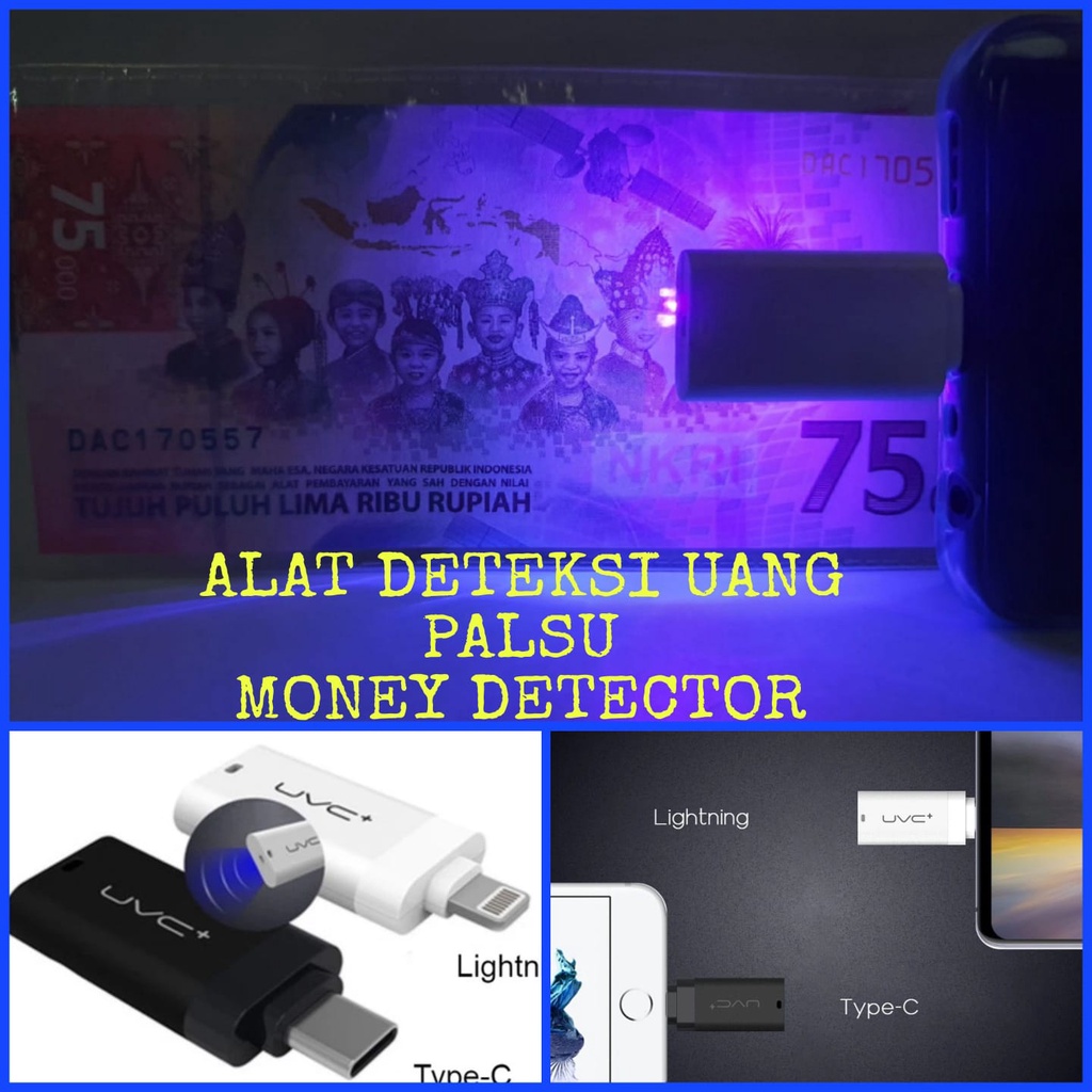 Alat Deteksi Uang Palsu / alat sensor uang / Money Detector / Lampu Check Uang / Lampu Tes Uang Palsu