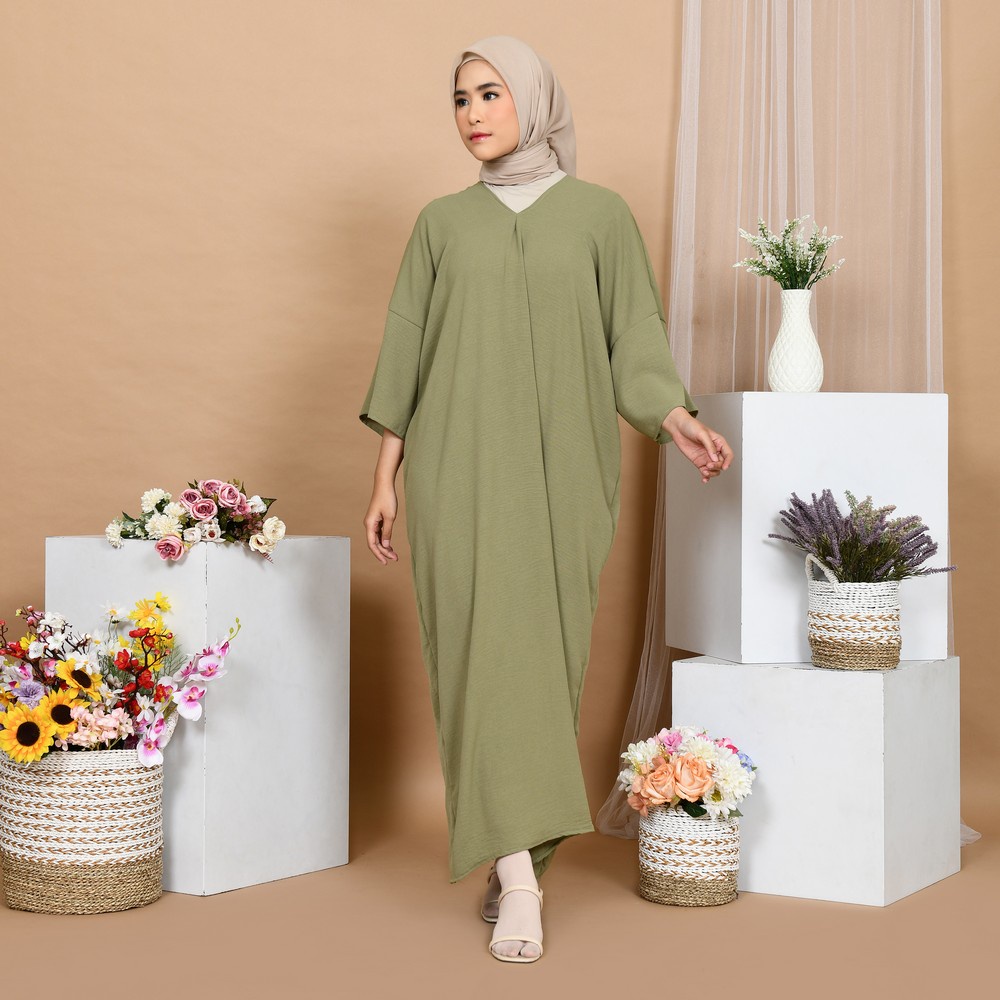 Mybamus Deby Kaftan V Neck – Kaftan Wanita – Gamis Polos Wanita – Kaftan Kekinian-6