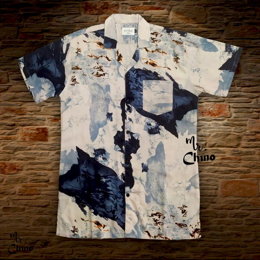Baju Kemeja Motif Classic Marmer | Kemeja Vintage Pria Dewasa Kekinian | Kameja Korea Retro Cowok Ke