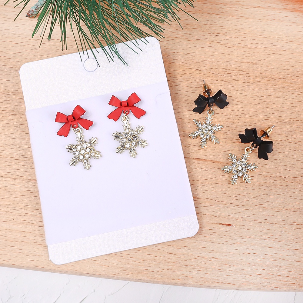 Anting Tusuk Gantung Wanita Desain Snowflake Hias Zircon Gaya Korea / Simple / Elegan Untuk Pesta / Pernikahan