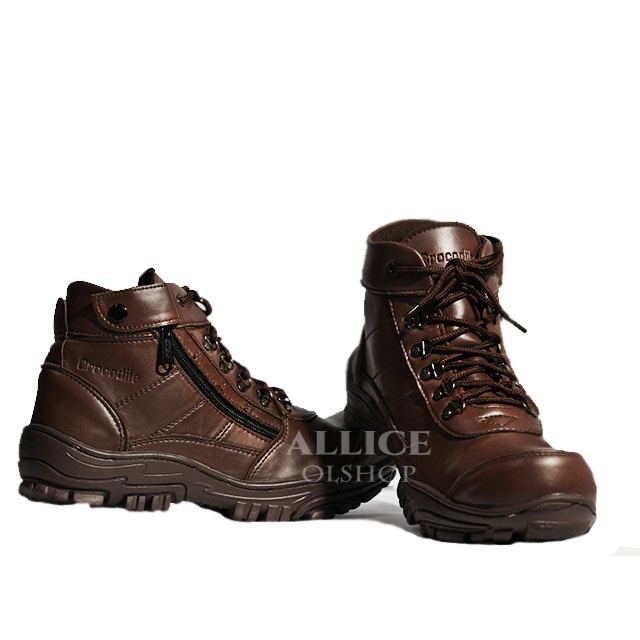 Sepatu Safety Proyek Ujung Besi - Septy Shoes Boot - Septi Kerja Lapangan Kulit Sintetis Tali - Sepatu Boots Crocodile MORISEY