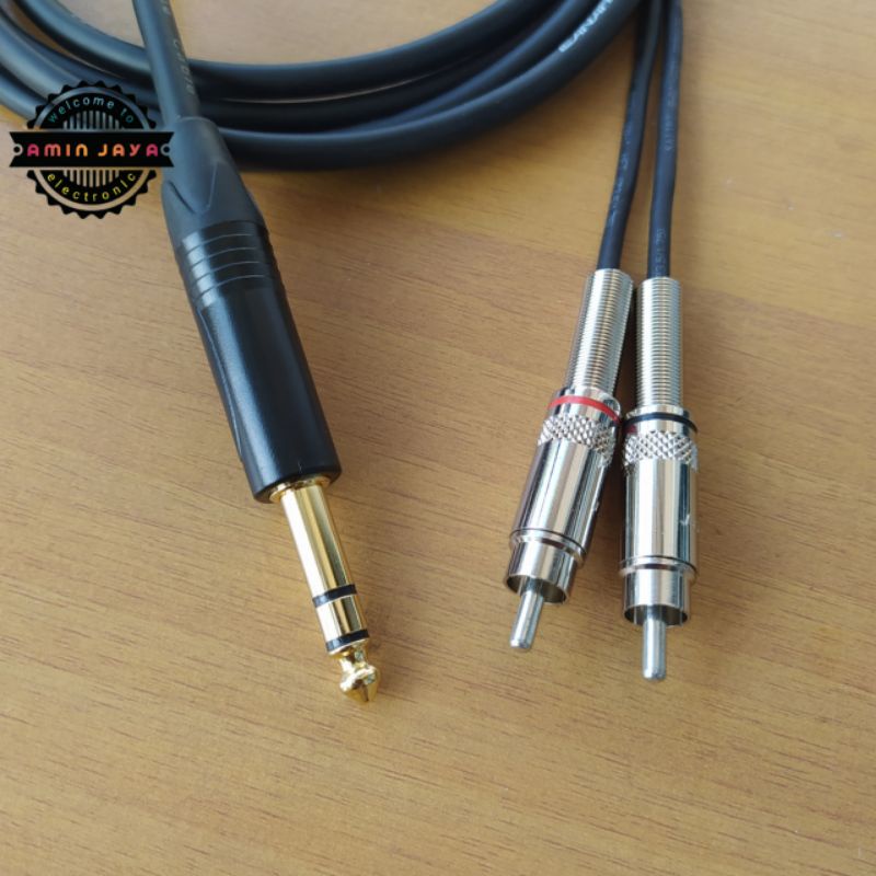 Kabel jack akai stereo 6,5 to dual rca kualitas premium