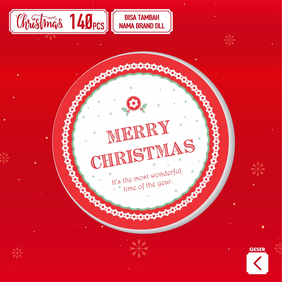 

stiker toples kue kering tema Natal / christmas (isi 140 stiker) design keren lucu2 bulat 1