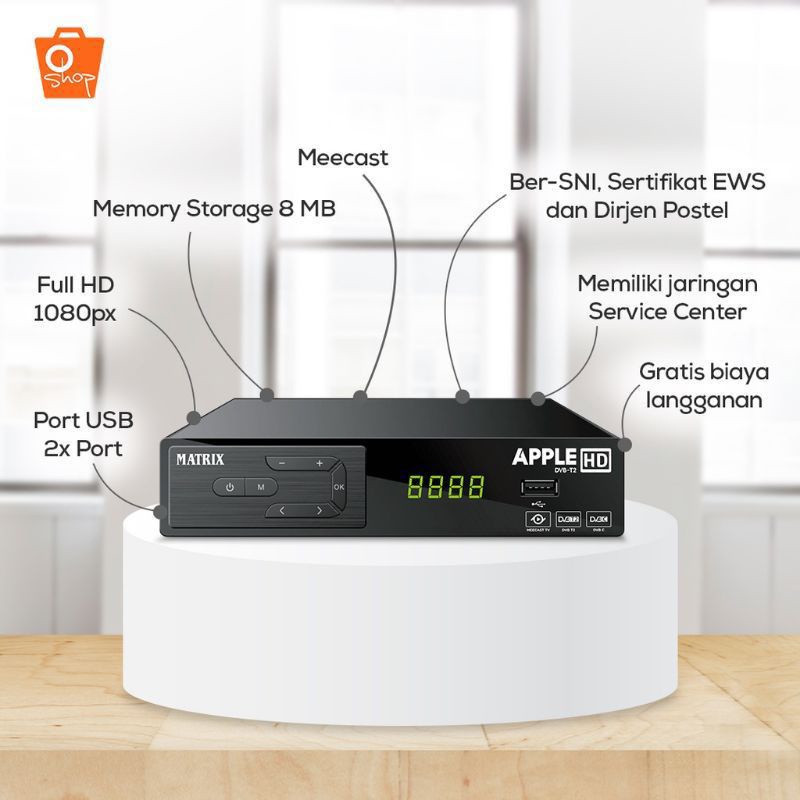 SET BOX MATRIX APPLE DVBT MERAH/ANTENA DIGITAL HD