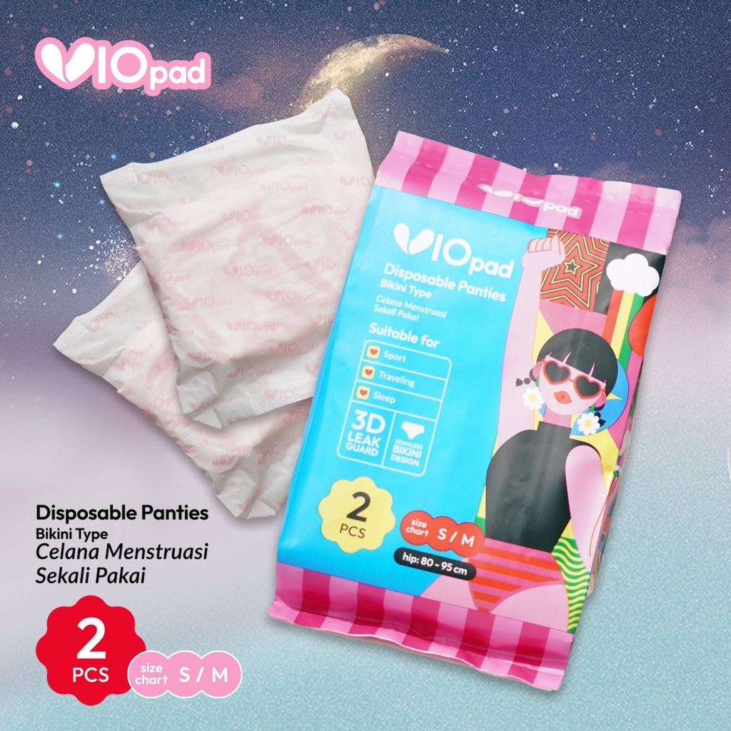 Vio Bikini Pads '2S Sanitary Napkins Size S-M 80 -95 cm isi 2pcs Anti Bocor