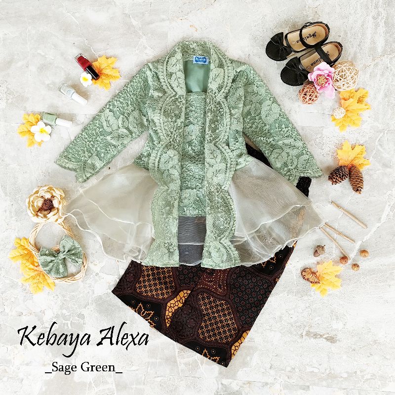 kebaya anak hijau sage/kebaya alexa hijau sage anak dan dewasa/kebaya wisuda/kebaya anak dan dewasa/