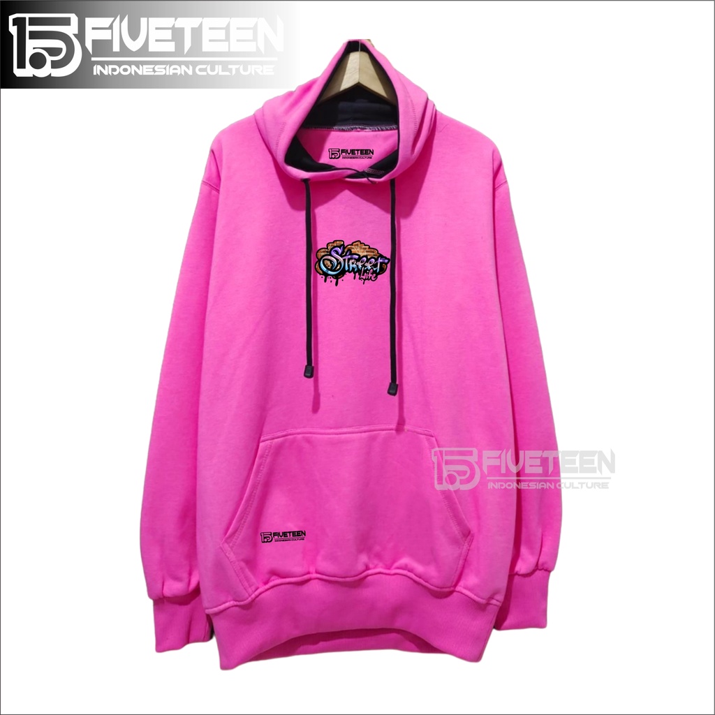 hoodie pria distro original brand tebal warna pink panta sablon street life sweater cowok keren