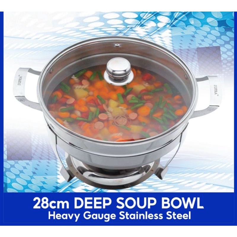 tempat sop prasmanan stainless - wadah sayur sop - deep soup bowl 28cm