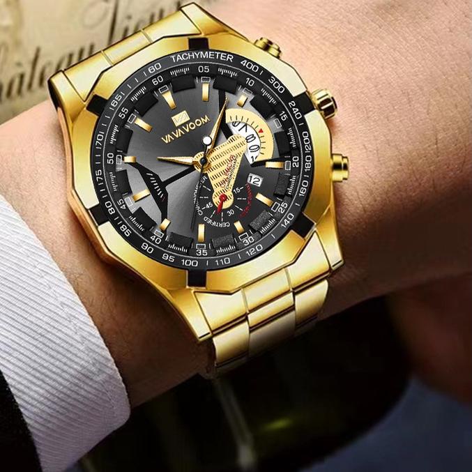 ➫✬✵ VaVa Voom 238 Jam Tangan Pria Luxury Stainless Steel Quartz Original Tahan Air Watch + Kotak Gra