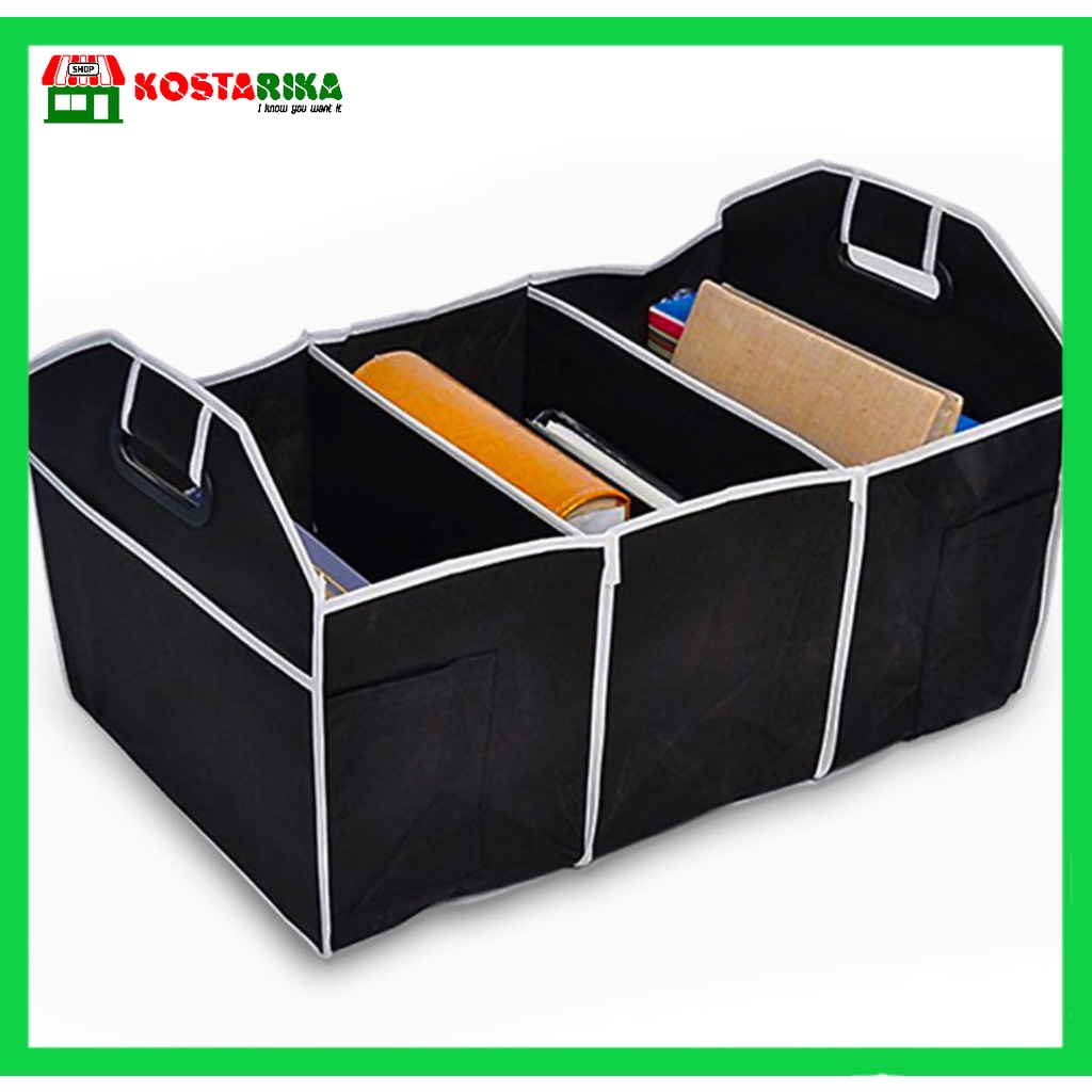 KOSTARIKA Car Box LIST PUTIH Organizer Rak Robil, Car Trunk Organizer Bagasi Mobil Menyimpan Belanjaan Dan Alat