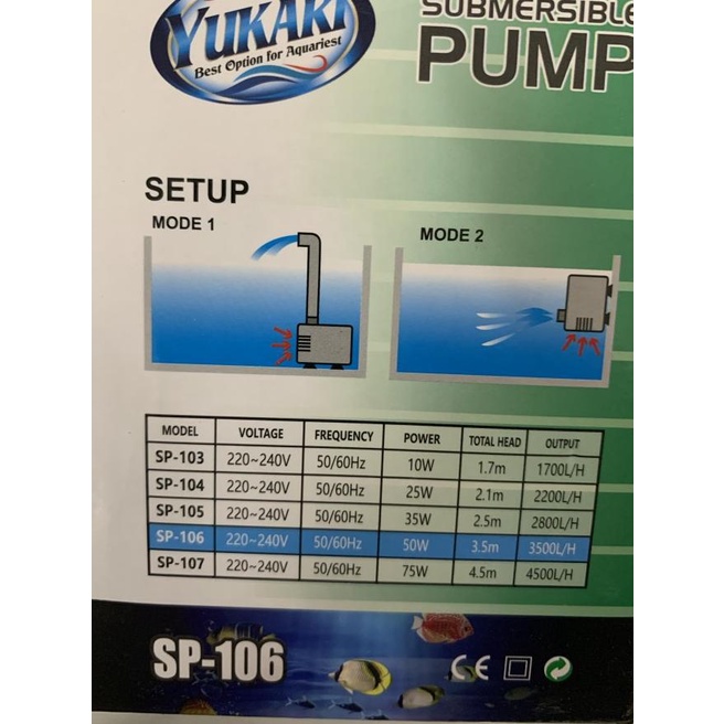 Pompa Aquarium kolam Yukari SP 104
