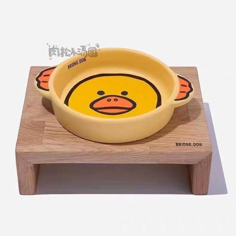 Korea bridge dog magic animal bowl set with wooden table