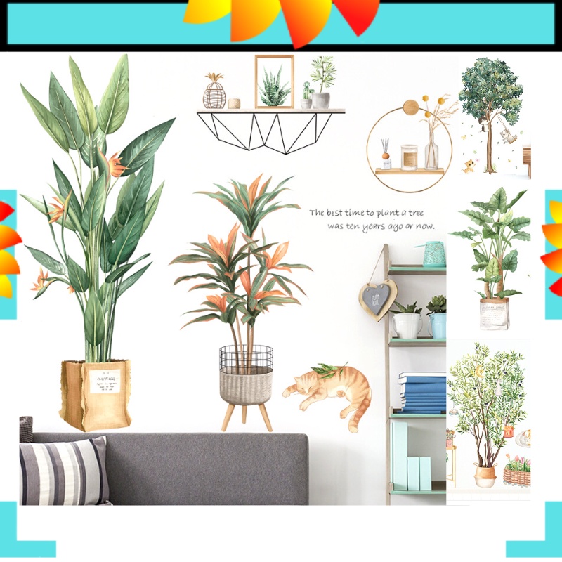 STICKER STIKER DAUN POT POHON WALLSTIKER WALL STICKER DINDING WALLPAPER WALPAPER DAUN BUNGA SAKURA PINK WALSTICKER WALSTIKER RUMPUT DEKORASI RUMAH TEMBOK KAMAR MANDI RUANG TIDUR DEKOR DAPUR TAMAN AESTHENTIC GUDANG Q 111 135 89 112 WALLPAPER DAUN @BANYAK