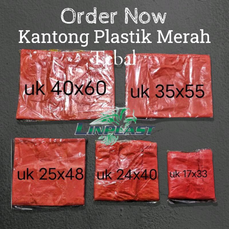 Grosir HD Kantong Kresek Tebal Merah Uk 17 24 28 35 40