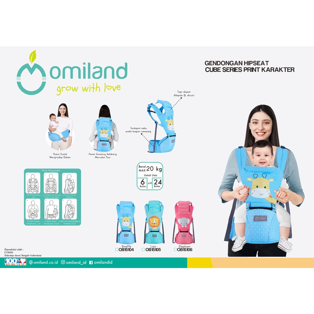 Omiland Gendongan Hipseat Cube Series Print Karakter OB1510