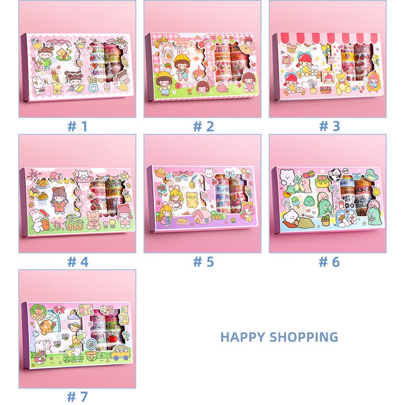 20pcs Stiker Pita Washi Scrapbook Gadis Kartun Stiker Deco Laptop Sobek