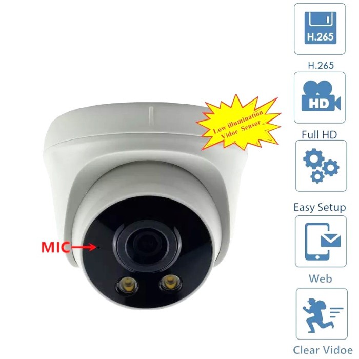 Ip Camera / Ipcam Dome 4Mp, 1440P. Microphone. Onvif