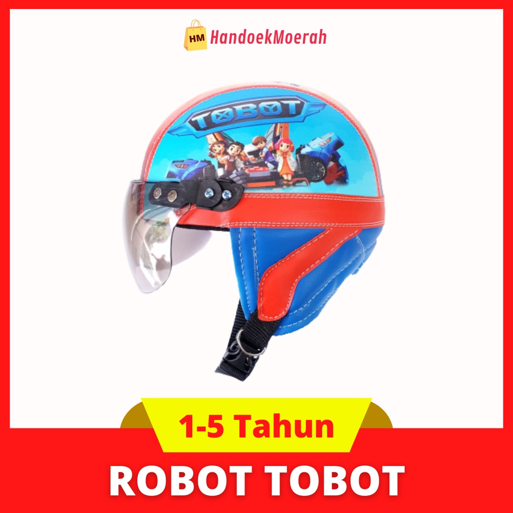 Helm Anak RETRO ROBOT TOBOT Murah / Helmet Non SNI / Helm Karakter Kartun Lucu / Helm Anak Cowok Laki Laki 1 2 3 4 5 Tahun