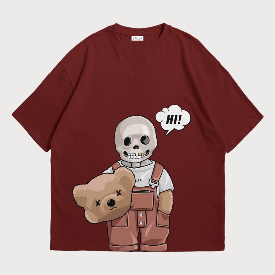 Badler Death Skull - Maroon Tee