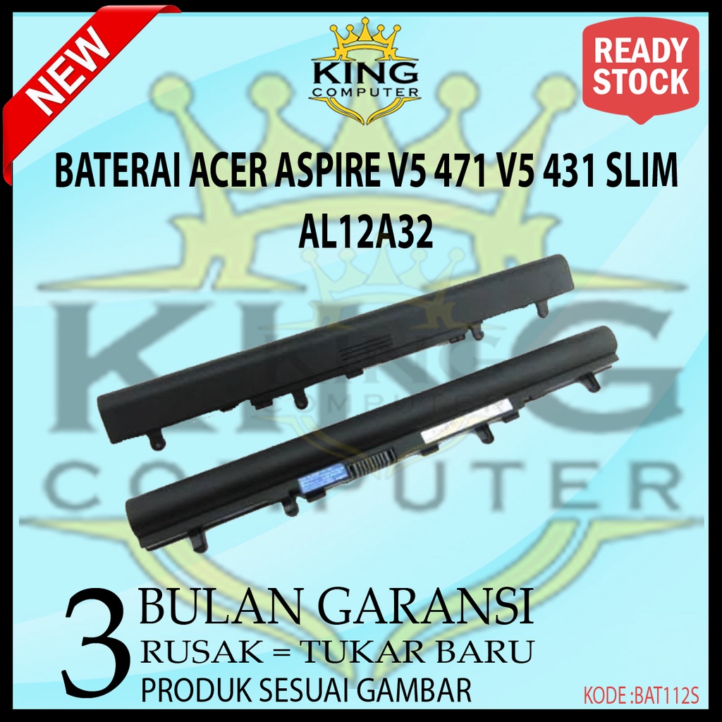 baterai battery batery acer aspire v5-471 v5-431 e1-410 slim AL12A32