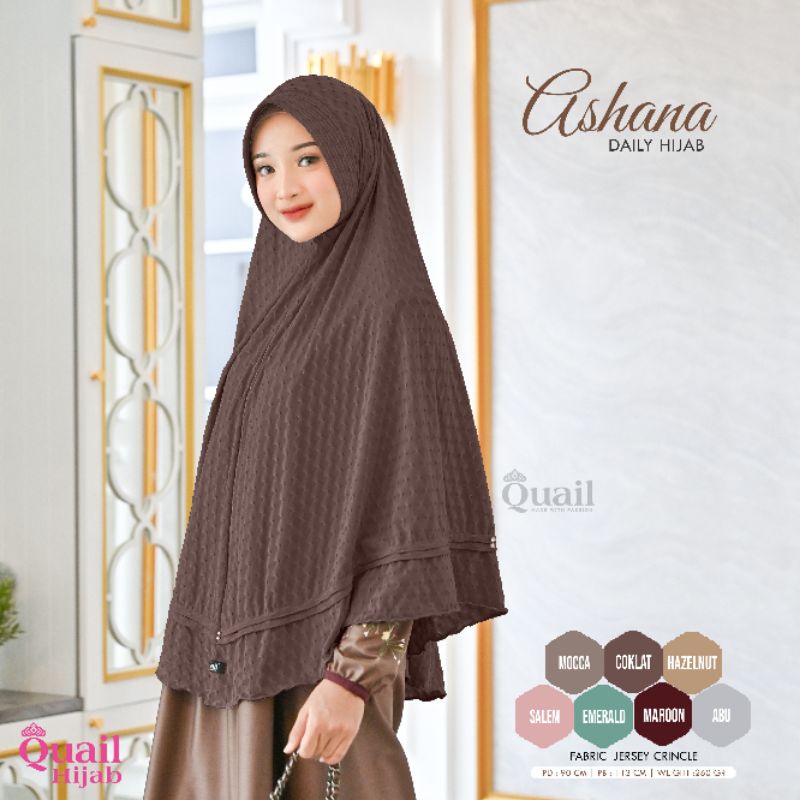 Hijab Instan Bergo Jumbo Jersey Crinkle Original Jilbab Quail ASHANA