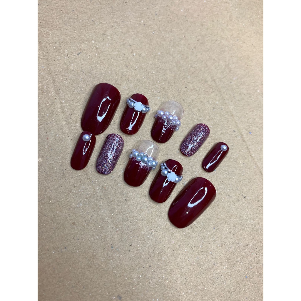 Murah Fake nails 3d maroon for wedding