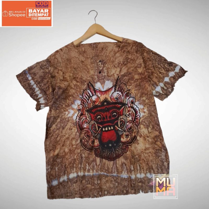 baju Barong Bali pria wanita- Kaos Bali - Kaos Pantai - baju pria wanita abstrak coklat - muma.14