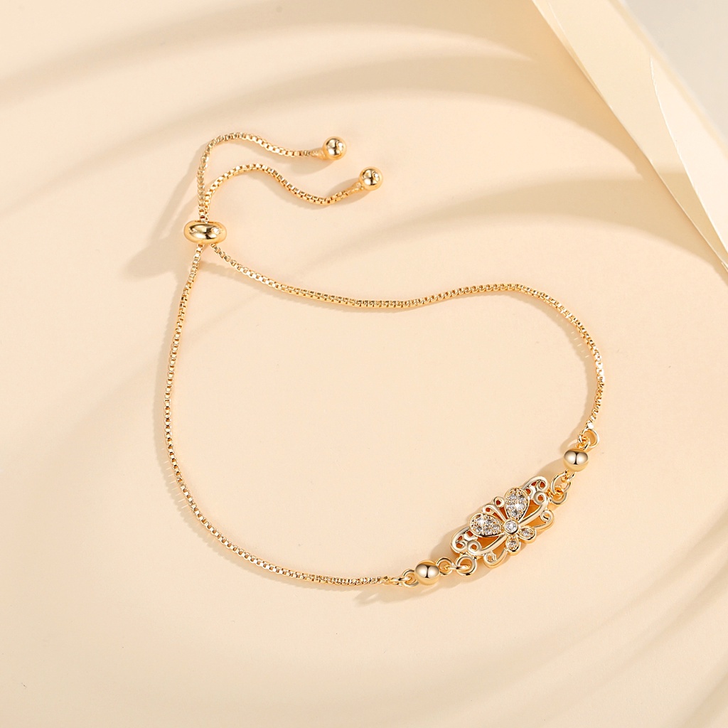 Y884 [COD✔]Gelang Serut Wanita Titanium Lapis Emas Kristal Berlian Perhiasan Anti Karat