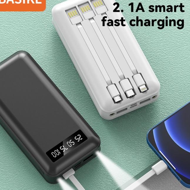 PowerBank 20000 mah Power Bank Murah Mini Dual USB LED BASIKE Fast - Putih 20000mah
