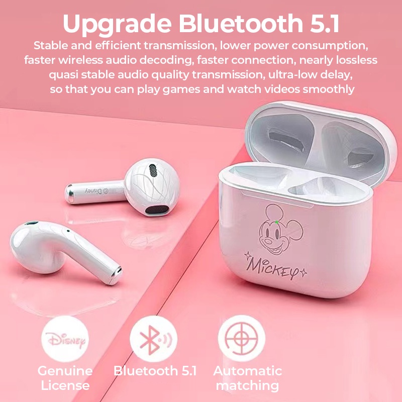 Disney Headset Bluetooth 5.3 HIFI Stereo HD Call in-Ear Earbuds Mickey/Minnie/Pooh Earphone