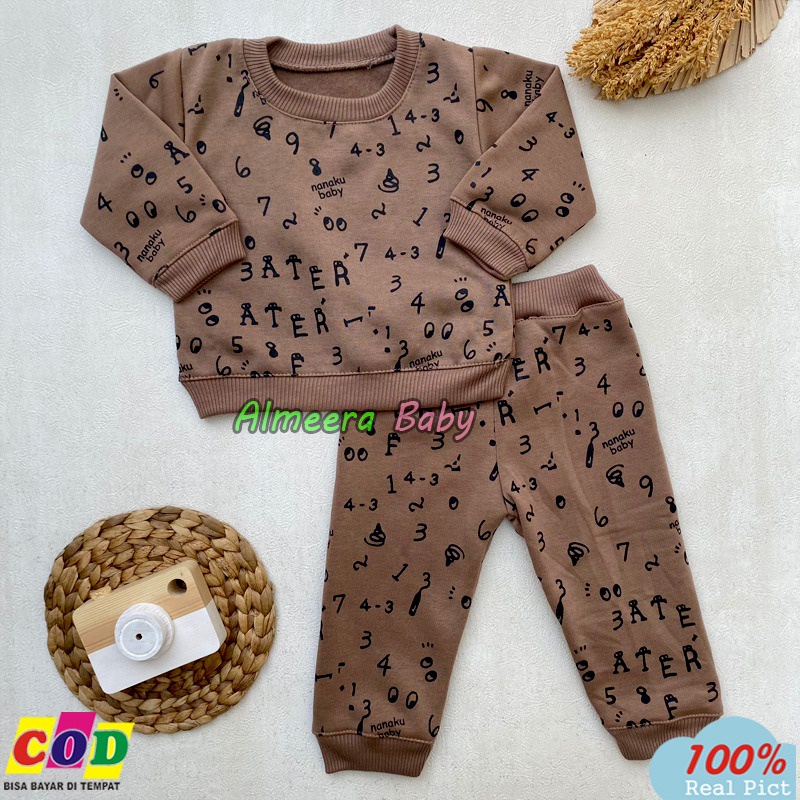 Setelan Baju Bayi Setelan Sweater Bayi Celana Jogger Crewmneck Bayi Usia 3-12 Bulan Almeera Baby an Kids