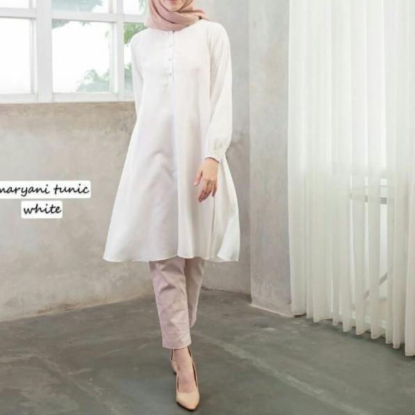 baju Tunik Remaja polos putih Long Tunik Tunik Rayon Fathin basic - mocca, M