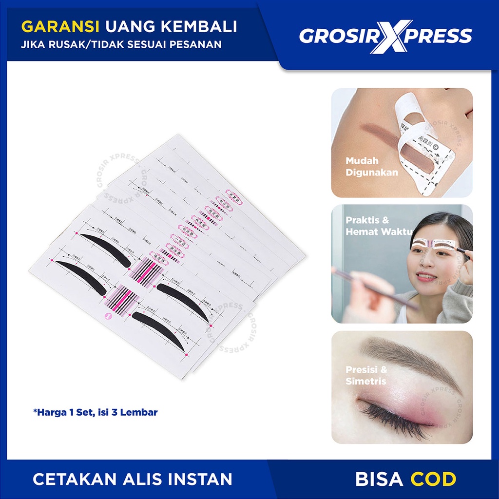 Cetakan Alis Tempel Penggaris Stiker Perapih Alis Alat Cetak Gambar Bentuk Alis Mata Eyebrow Ruler Sticker | GROSIRXPRESS