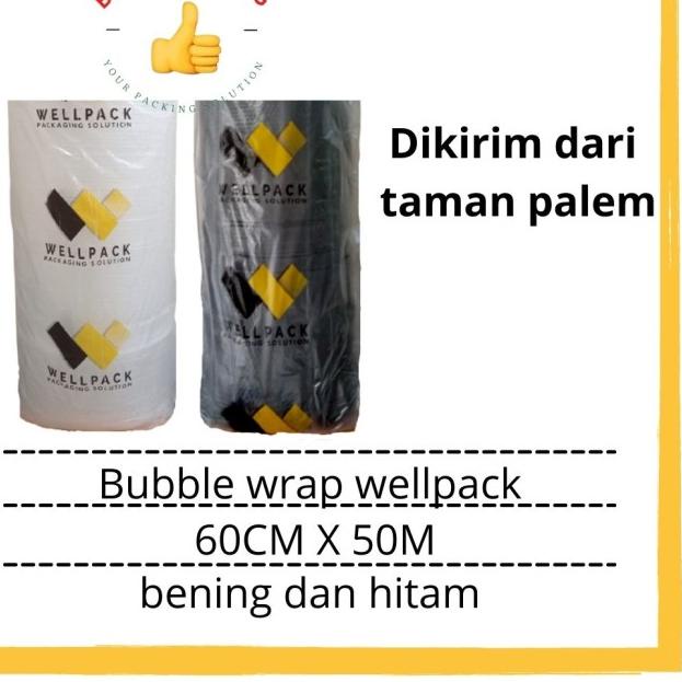 

Bubble wrap roll hitam dan bening wellpack uk 60cm x 50m - Hitam