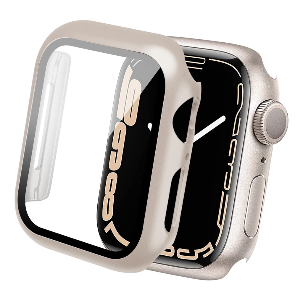 Starlight Bumper Hard Case+Glass Watch PC Film Protective Cover  For Apple Series 1 2 3 4 5 SE 6 7 8 ultra