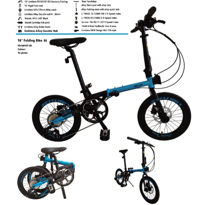 sepeda 16 lipat inch chromoly/sepeda lipat ukuran 16" inch frame alloy