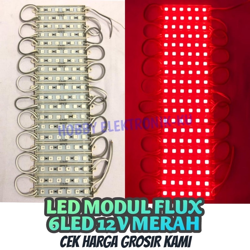 LAMPU LED STRIP MODULE FLUX 6MATA 12V MERAH