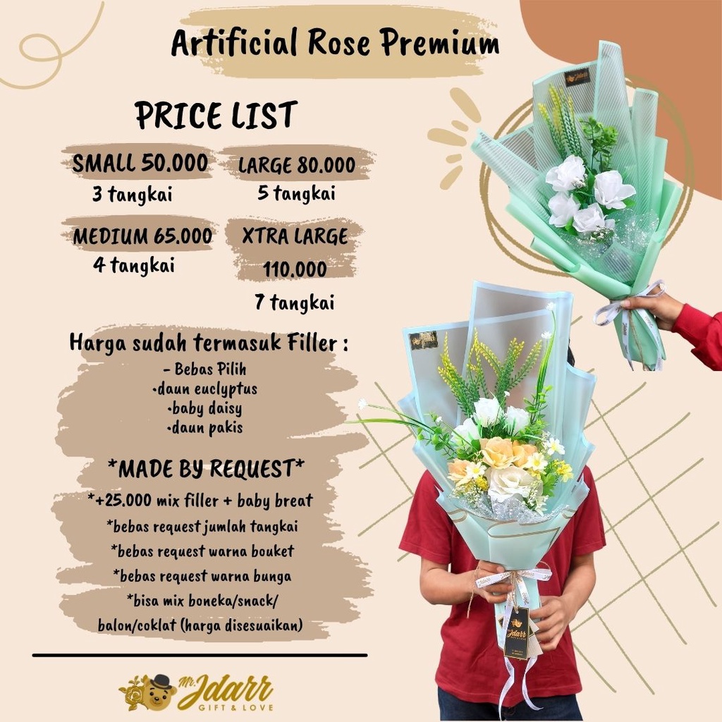 Buket Artificial Rose Premium | Buket Bunga Artificial | buket Bunga