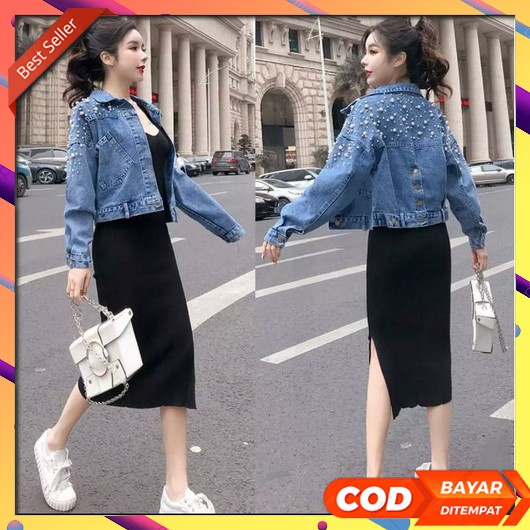 Jaket Oversize Jumbo Wanita Jacket Jeans Cewek Kekinian Jins Korea Jumbo Jaket Lepis Wanita Oversize