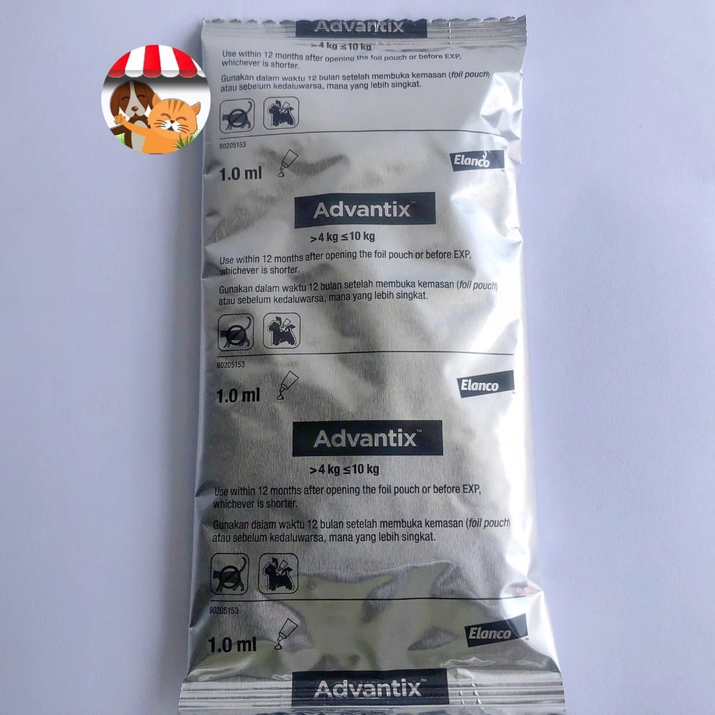 Advantix 4-10kg 1.0ml Obat Tetes Kutu untuk Anjing Harga ECER