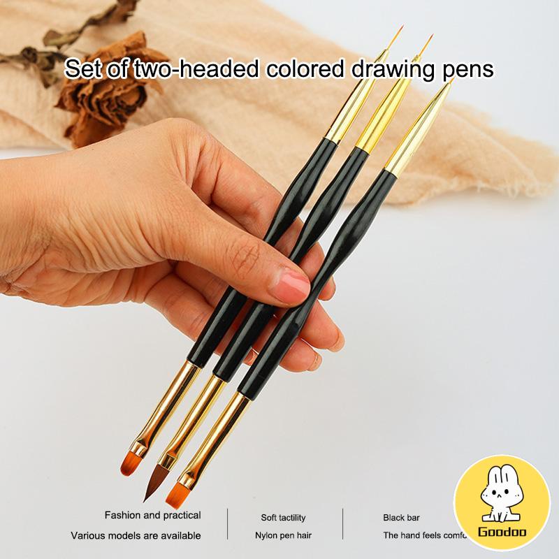 3pcs/ set Kuku Pena Kuku Ujung Ganda Multifungsi Nail Art Nail Tools -Doo