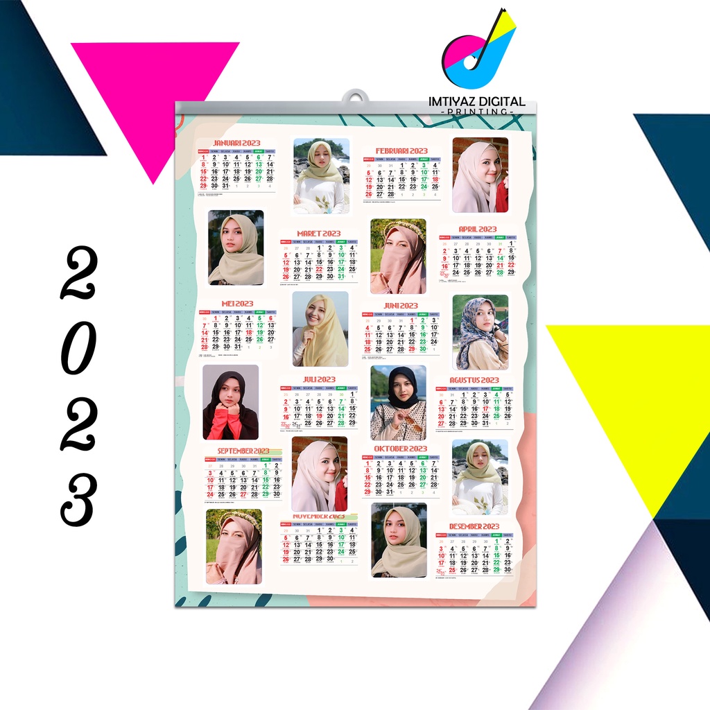 

(BELI 10 GRATIS 1) a3+ Cetak foto kalender 2023 foto custom + tulisan walldecor hiasan dinding suka suka varian 12 foto